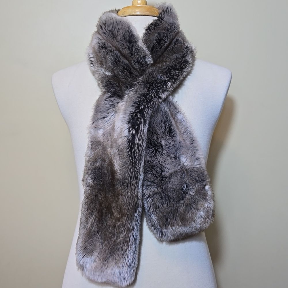 Faux Fur Stole‎ Scarf Holiday Restoration Hardware Brown Gray